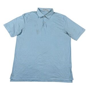 Peter Millar Polo Shirt Mens Large Blue Striped Featherweight UPF 50+ Golf Top